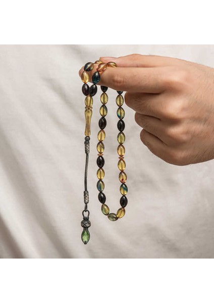 Gümüş 1000 Ayar Kazaz Püsküllü Sıkma Kehribar Tesbih (BC-90DA4F) modelleri