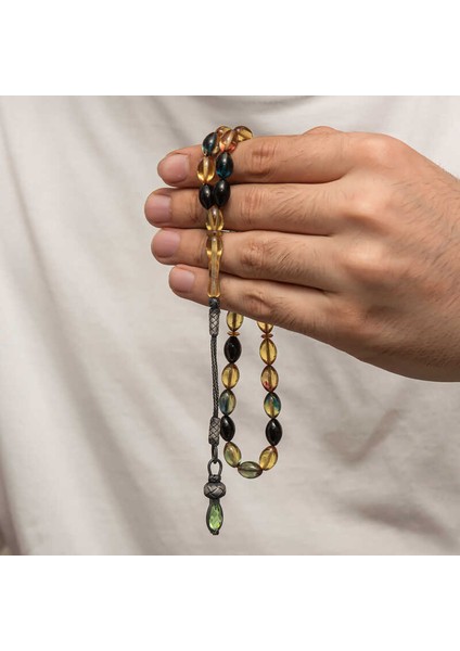 Gümüş 1000 Ayar Kazaz Püsküllü Sıkma Kehribar Tesbih (BC-90DA4F) fırsatları