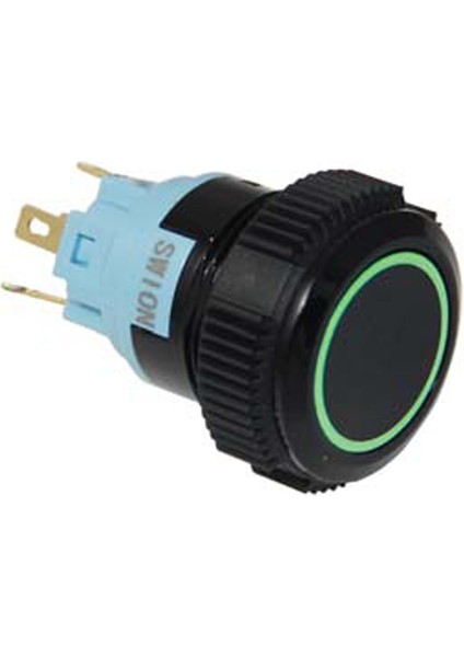 19MM Buton Ledli Plastik Seri Yaylı Sarı - 24 Volt