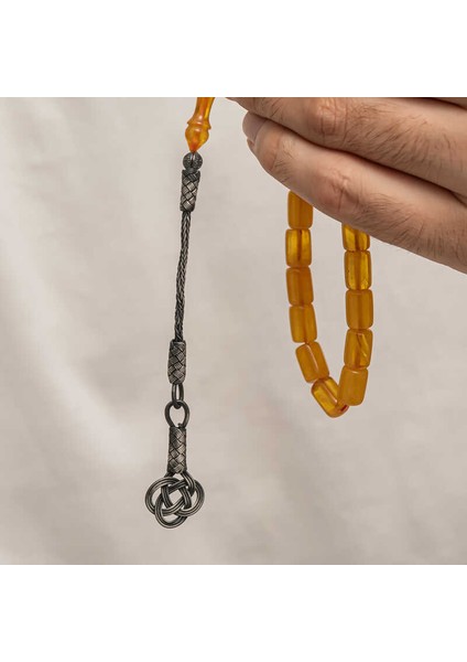 Gümüş Kazaz Püsküllü Sıkma Kehribar Tesbih (BC-E401FC) modelleri