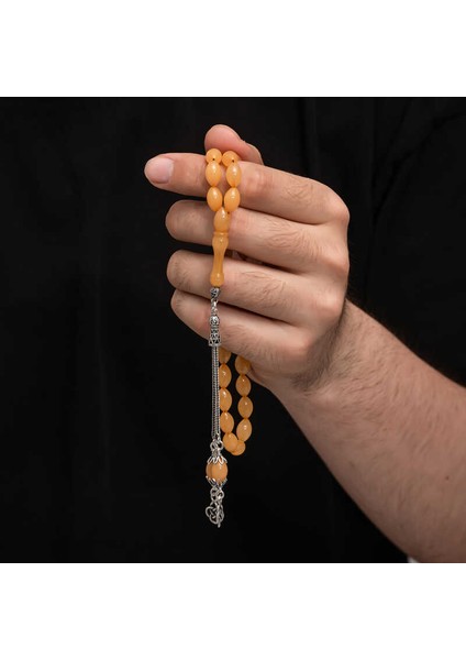 Gümüş Püskül Sıkma Kehribar Tesbih (BC-2EE3B4)