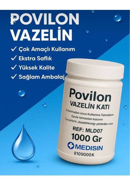 %100 Saf Katı Vazelin 1000 ml – Cilt Koruyucu ve Nemlendirici – El, Yüz, Vücut Için