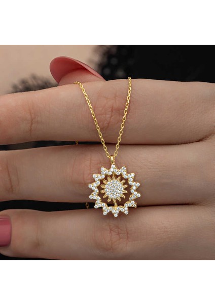 Gümüş Gold Güneş Kadın Kolye (BC-5AD8C8)