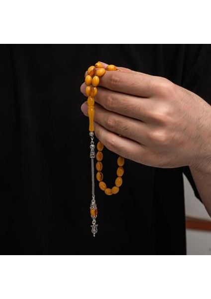 Gümüş Püskül Sıkma Kehribar Tesbih (BC-2EE3B4) fiyatları