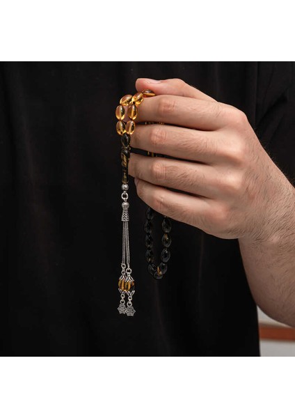 Gümüş Püskül Sıkma Kehribar Tesbih (BC-2EE3B4)