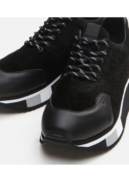 Erkek Deri Siyah Spor Ayakkabı