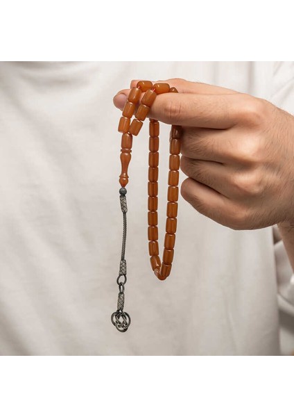 Gümüş Kazaz Püsküllü Sıkma Kehribar Tesbih (BC-E401FC) fiyatları