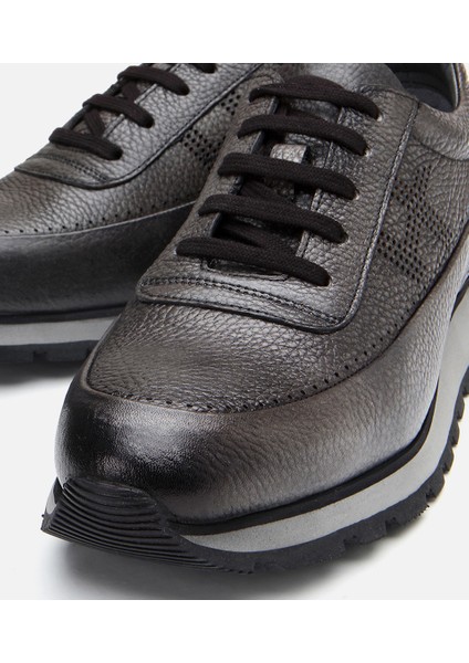 02AYH294030A250 HAKIKI Deri Antrasit Erkek Spor Ayakkabı