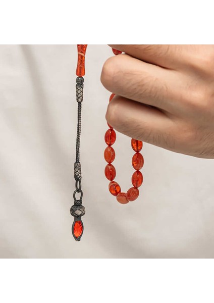 Gümüş 1000 Ayar Kazaz Püsküllü Sıkma Kehribar Tesbih (BC-90DA4F) modelleri