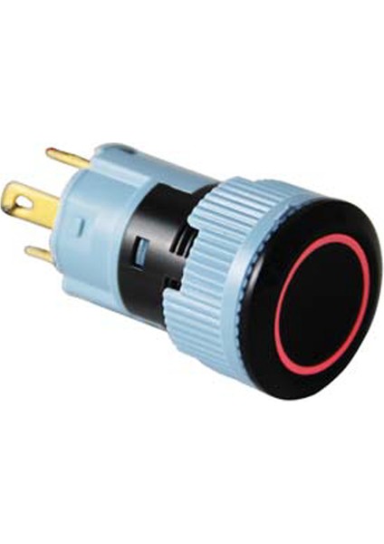 16MM Buton Ledli Plastik Seri Yaylı Sarı - 12 Volt