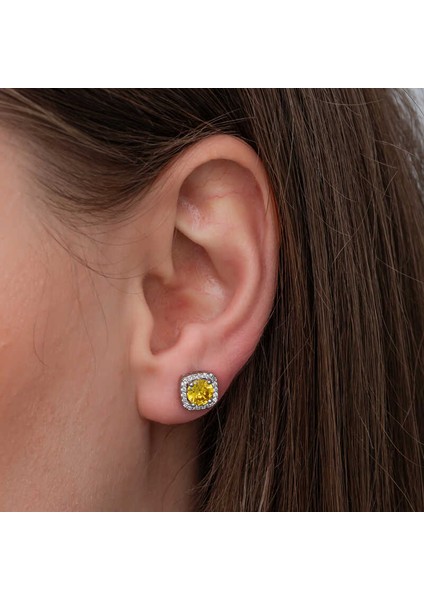 Gümüş Sarı Baget Taşlı Çivili Kadın Küpe (BC-ACF712) fiyatları