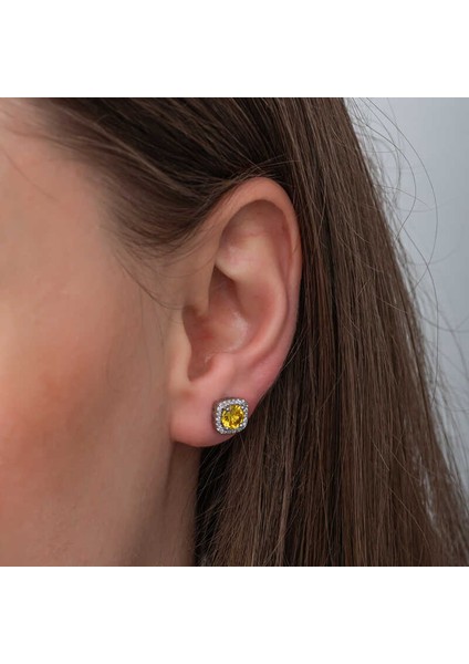 Gümüş Sarı Baget Taşlı Çivili Kadın Küpe (BC-ACF712) modelleri