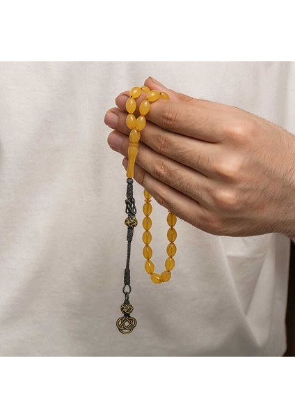 Gümüş Kazaz Püsküllü Sıkma Kehribar Tesbih (BC-E401FC) modelleri