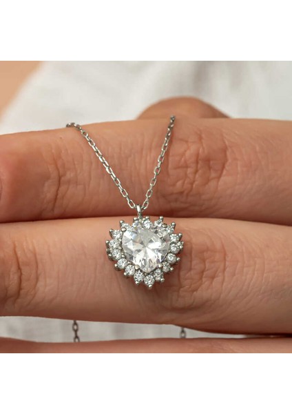 Gümüş Zirkon Taşlı Kalp Kadın Kolye (BC-BB912A)