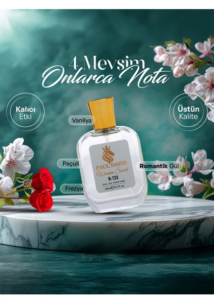 Hediyelik Set Özel Kadın Edp Parfüm ve Lila Deri Kartlık- Paçuli, Gül, Frezya Notalari, K-133-10 fırsatları
