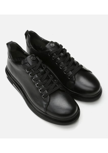 02AYH296460A100 HAKIKI Deri Siyah Erkek Günlük Ayakkabı