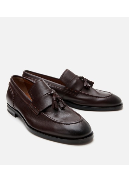 02AYH302860A490 ERKEK Deri Kahverengi Püskül Detaylı Klasik Loafer