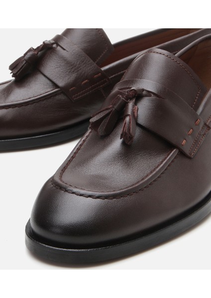 02AYH302860A490 ERKEK Deri Kahverengi Püskül Detaylı Klasik Loafer