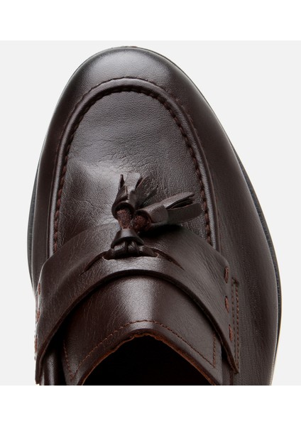 02AYH302860A490 ERKEK Deri Kahverengi Püskül Detaylı Klasik Loafer