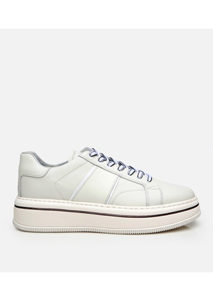 02AYH302920A900 ERKEK Deri Beyaz Yüksek Tabanlı Spor Ayakkabı