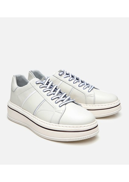 02AYH302920A900 ERKEK Deri Beyaz Yüksek Tabanlı Spor Ayakkabı