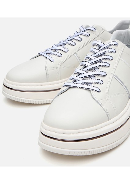 02AYH302920A900 ERKEK Deri Beyaz Yüksek Tabanlı Spor Ayakkabı