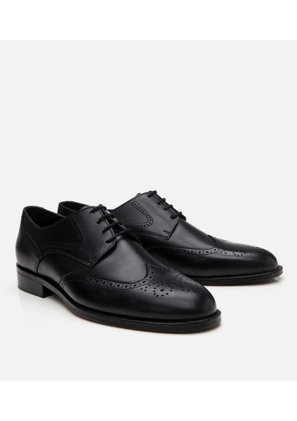 02AYH303070A100 ERKEK Deri Siyah Hafif Tabanlı Klasik Ayakkabı