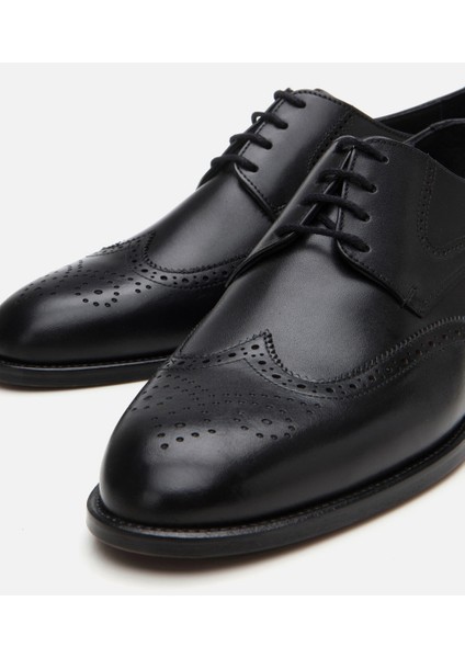 02AYH303070A100 ERKEK Deri Siyah Hafif Tabanlı Klasik Ayakkabı