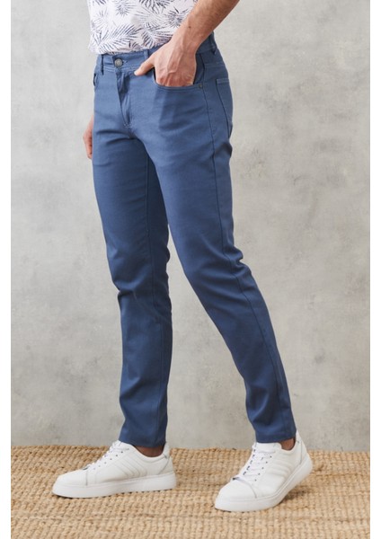 ALTINYILDIZ CLASSICS Erkek Petrol Slim Fit Dar Kesim Armürlü 5 Cepli Casual Esnek Pantolon modelleri