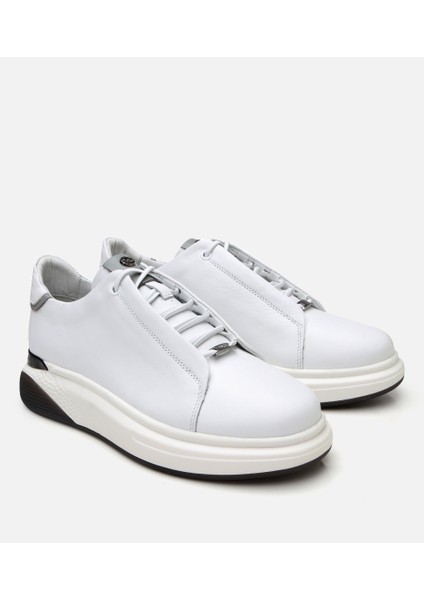 02AYH303250A900 ERKEK Deri Beyaz Yüksek Tabanlı Spor Ayakkabı