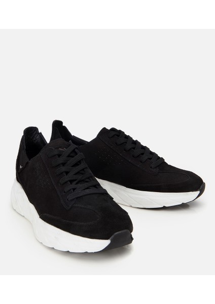 02AYH305120A100 ERKEK Nubuk Deri Siyah Ultra Hafif Tabanlı Spor Ayakkabı