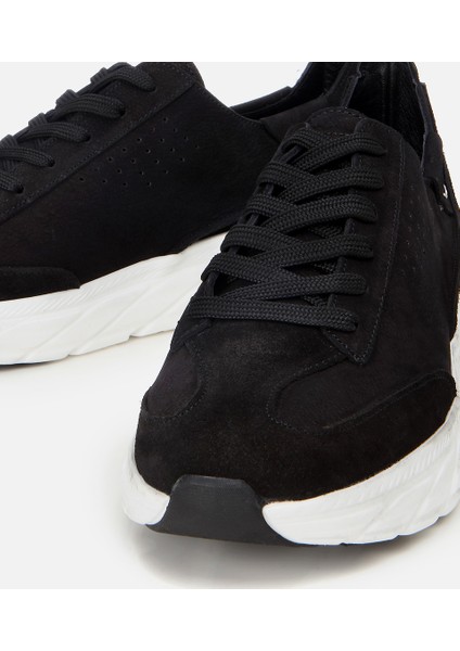 02AYH305120A100 ERKEK Nubuk Deri Siyah Ultra Hafif Tabanlı Spor Ayakkabı