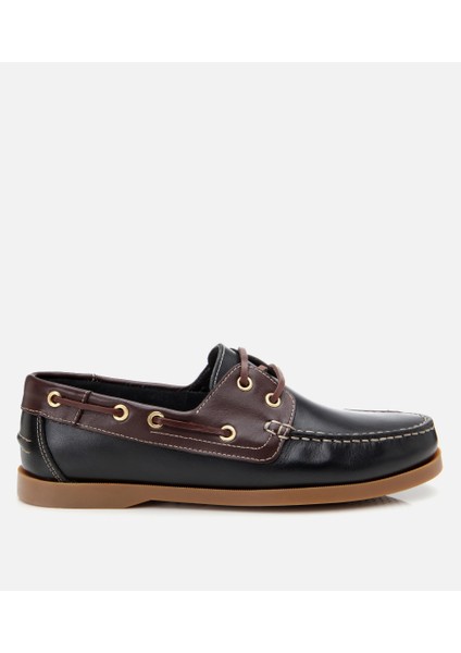 02ayh303300a104 Erkek Deri Siyah Bağcık Detaylı Günlük Loafer