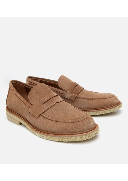 02AYH304680A400 ERKEK Süet Deri Taba Hafif Tabanlı Loafer