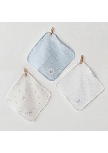 Erkek Bebek Ağiz Mendili 3 Parça Washcloths 20X20