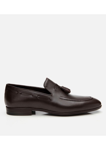 02AYH303410A480 ERKEK Deri Kahve Püskül Detaylı Loafer