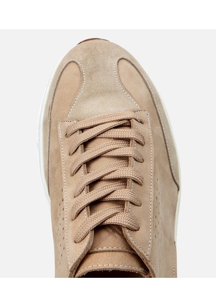 02AYH305120A400 ERKEK Nubuk Deri Ekru Ultra Hafif Tabanlı Spor Ayakkabı