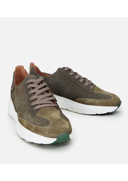 02AYH305120A880 ERKEK Nubuk Deri Haki Ultra Hafif Tabanlı Spor Ayakkabı