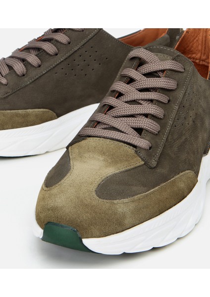 02AYH305120A880 ERKEK Nubuk Deri Haki Ultra Hafif Tabanlı Spor Ayakkabı