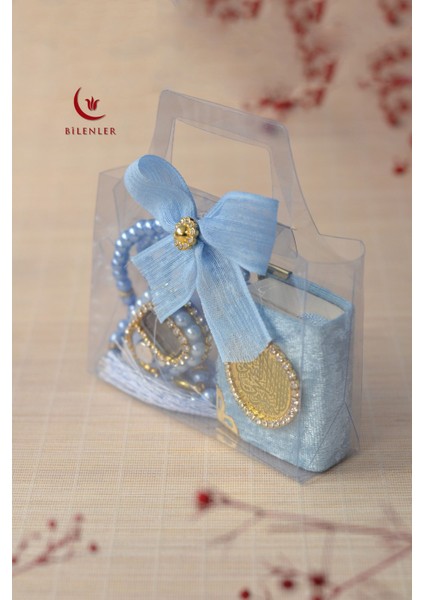 Hediyelik Kutulu Mini Kur'an Inci Tesbih ve Taşlı Zikirmatik Seti 1 Adet