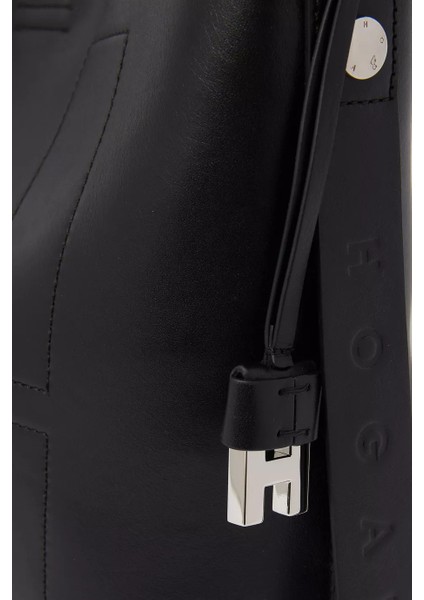 Small Hocket Siyah Deri, Zarif ve Lüks Hobo Omuz Çantası, Günlük ve Şık