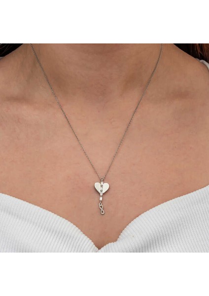 Gümüş Kalpli Sonsuzluk Kadın Kolye (BC-20B5D7) modelleri