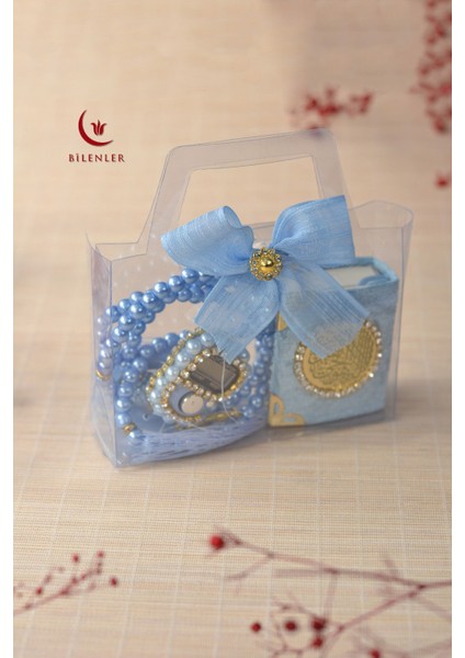 Hediyelik Kutulu Mini Kur'an Inci Tesbih ve Taşlı Zikirmatik Seti 1 Adet modelleri