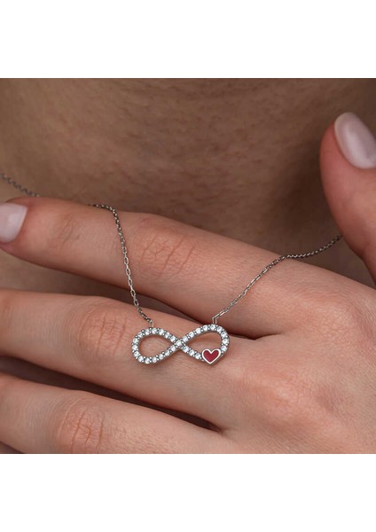 Gümüş Sonsuzluk Kırmızı Kalpli Kadın Kolye (BC-856C46) fiyatları