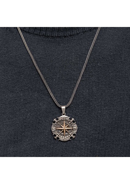 Gümüş Oksitli Pusula Erkek Kolye (Bc-1dcff2) fiyatları