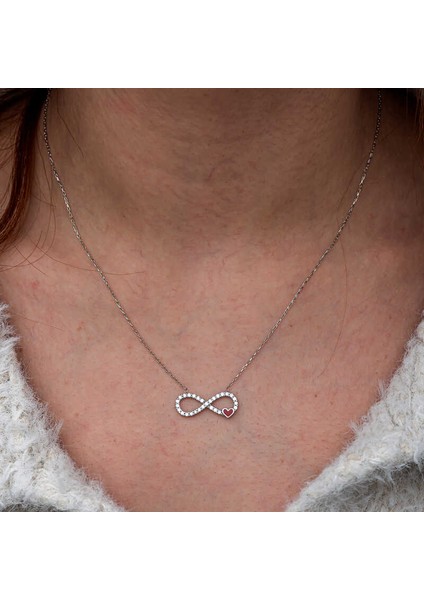 Gümüş Sonsuzluk Kırmızı Kalpli Kadın Kolye (BC-856C46) fırsatları