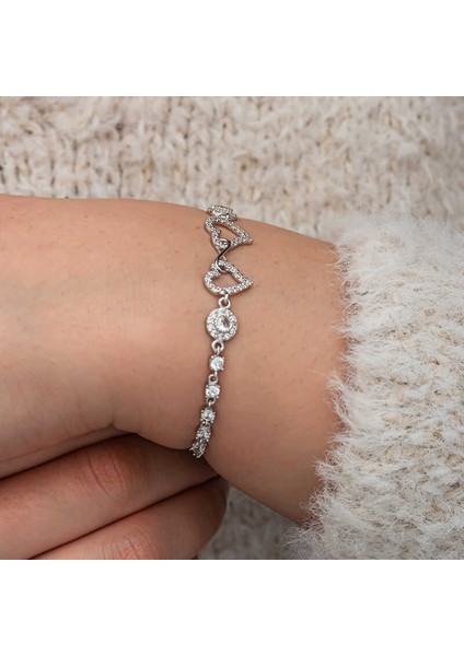 Gümüş Sonsuzluk Iki Kalp Kadın Bileklik (BC-42C1A3) fırsatları