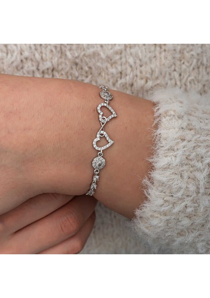 Gümüş Sonsuzluk Iki Kalp Kadın Bileklik (BC-42C1A3) indirimleri