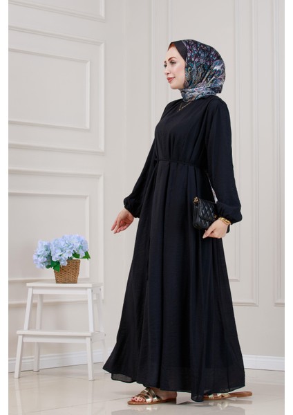 Beli Bağcıklı Pera Elbise-Siyah fiyatları