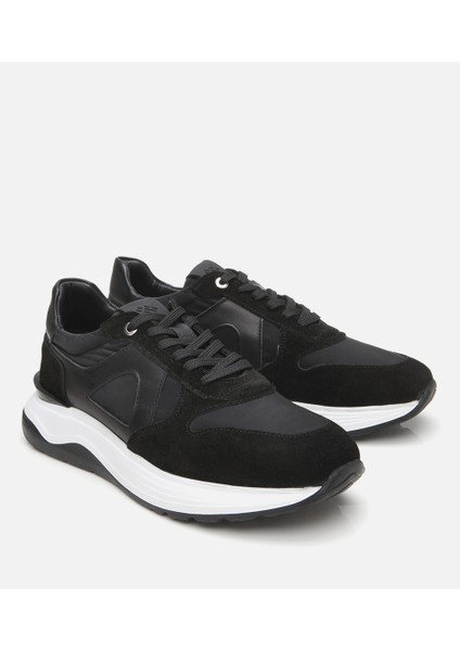 02AYH305350A100 ERKEK Süet Deri Siyah Hafif Tabanlı Spor Ayakkabı